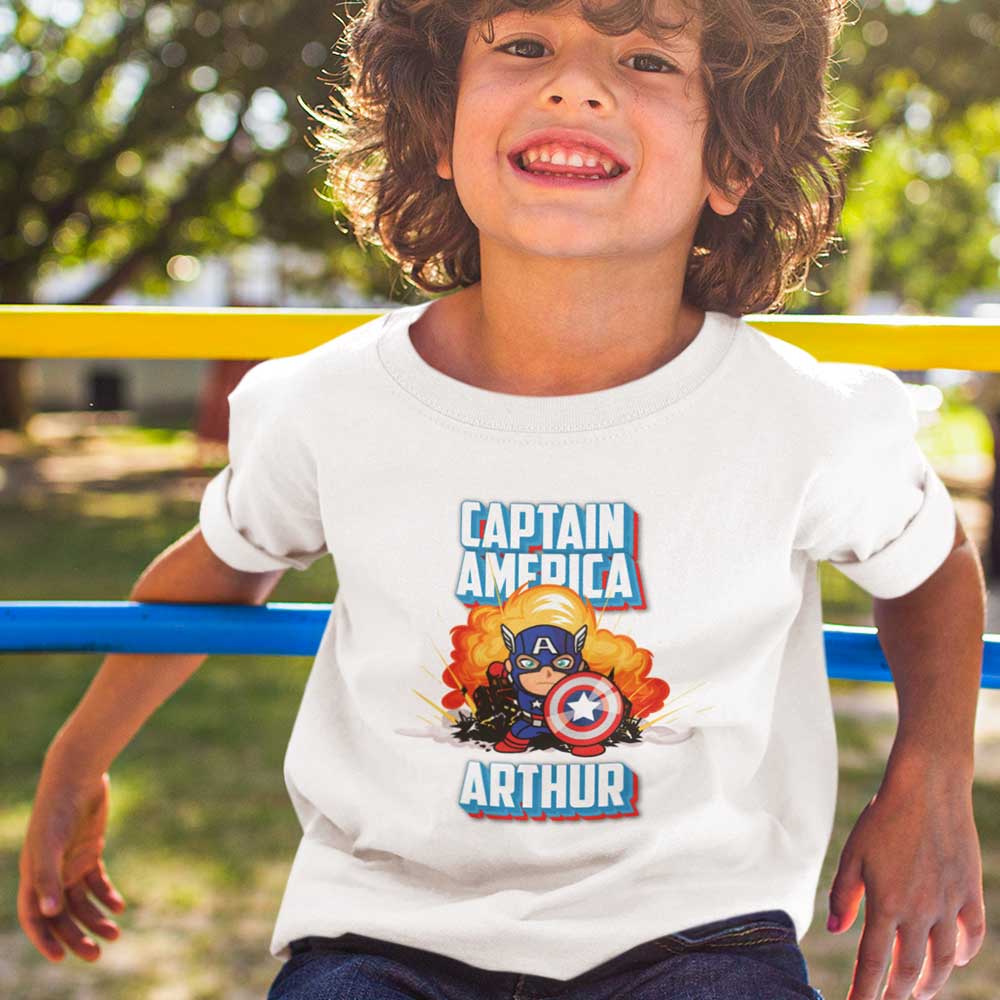 🏢T-shirt Captain America - Design Mission Personnalisé